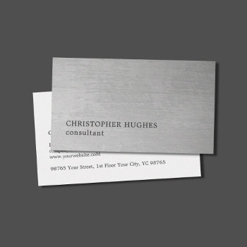 Modern Elegant Texture Grey Consultant Business Card by pro_business_card at Zazzle