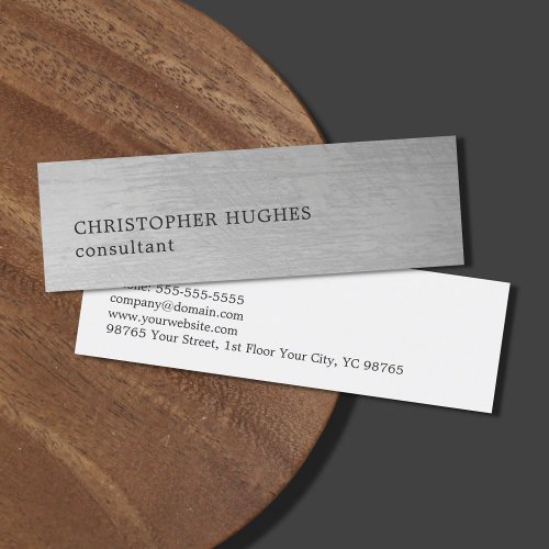 Modern Elegant Texture Grey Consultant Mini Business Card