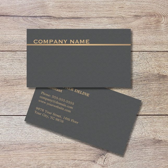 Modern Elegant Texture Grey Faux Gold Consultant Business Card (Creator Uploaded)