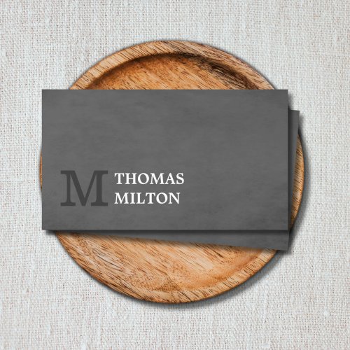 Modern Elegant Texture Grey Monogram Consultant Business Card