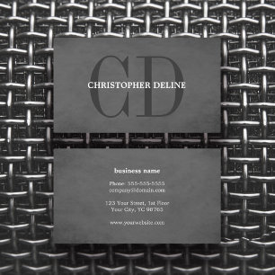 Modern Elegant Texture Grey Monogram Consultant Business Card