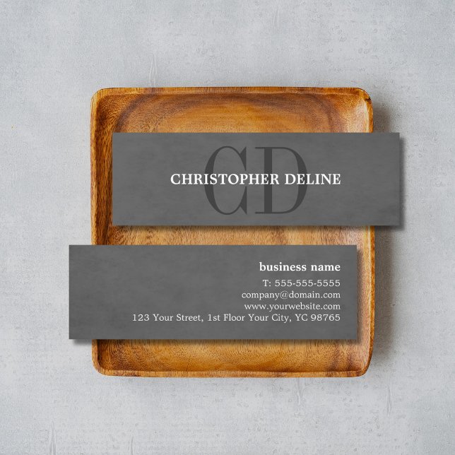 Modern Elegant Texture Grey Monogram Consultant Mini Business Card (Creator Uploaded)