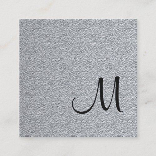Modern Elegant Texture Grey Monogram Consultant Square Business Card