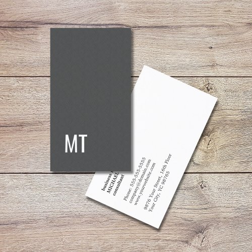 Modern Elegant Texture Grey White Monogram Business Card