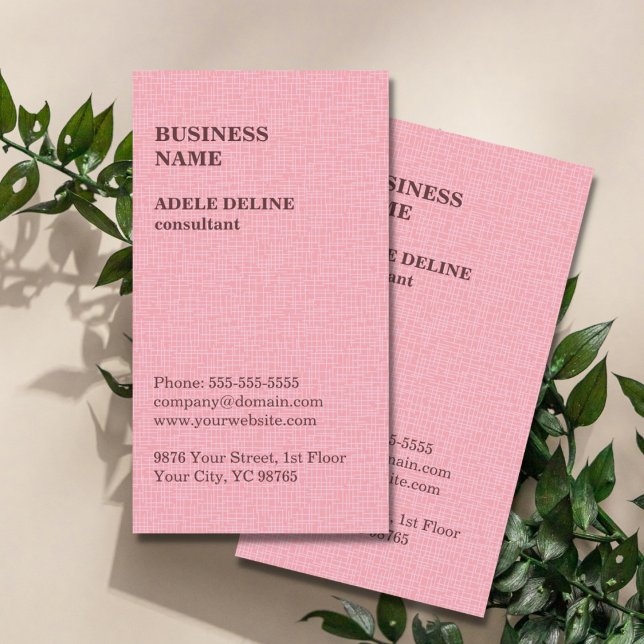 Modern Elegant Texture Pink Consultant Business Card (Creator Uploaded)