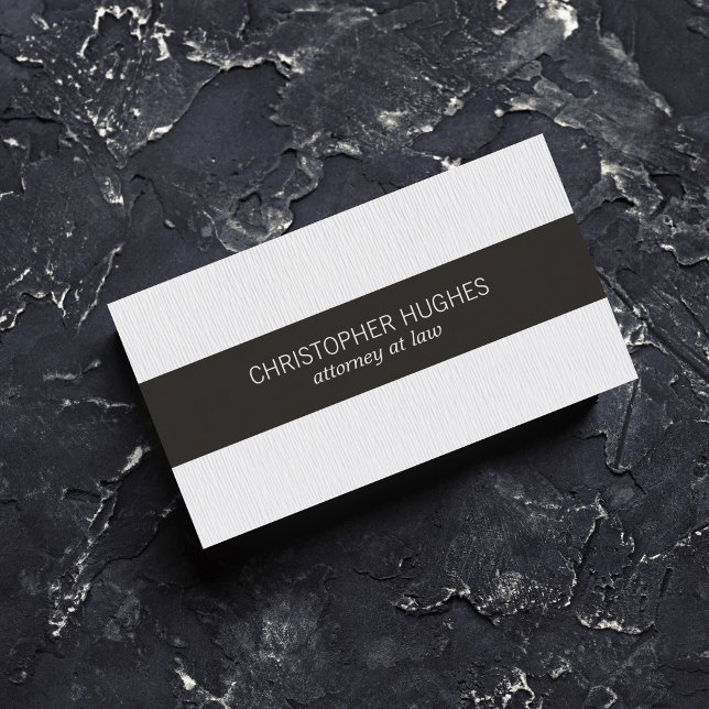 Modern Elegant Texture White Black Stripe Attorney Business Card (Creator Uploaded)