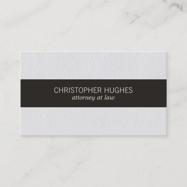 Modern Elegant Texture White Black Stripe Attorney Business Card (Front)