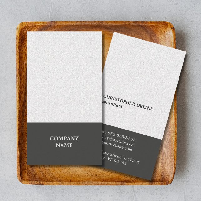 Modern Elegant Texture White Grey Consultant Business Card (Creator Uploaded)