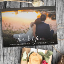 Modern elegant Thank You wedding photo card