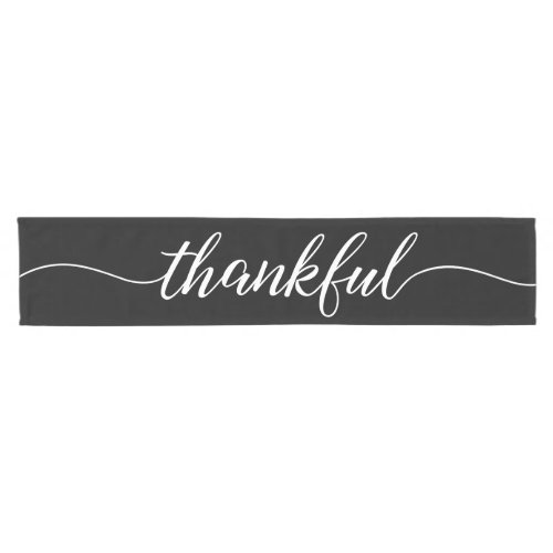 Modern Elegant Thankful script Thanksgiving Short Table Runner
