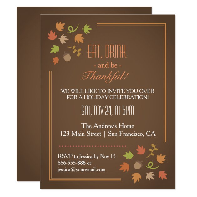 Modern Elegant Thanksgiving Dinner Party Card
