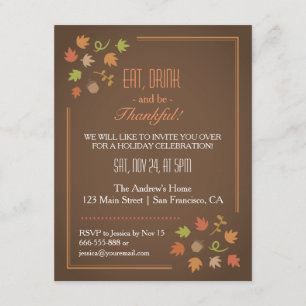 Modern Elegant Thanksgiving Dinner Party Invitation