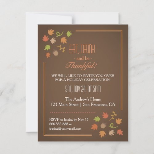 Modern Elegant Thanksgiving Dinner Party Card