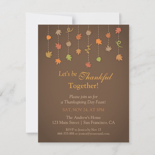 Modern Elegant Thanksgiving Party Invitations (Front)