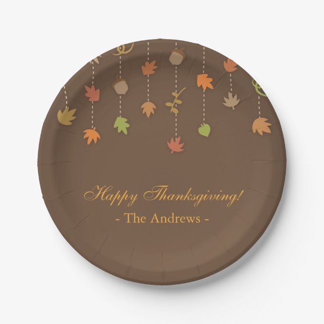 Modern Elegant Thanksgiving Party Supplies Paper Plates (Front)
