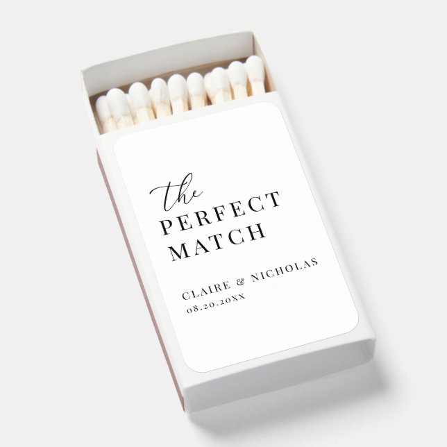 Modern Elegant The Perfect Match Wedding Matches (Front Open)