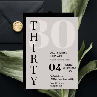 Modern Elegant Thirty 30th Birthday Party