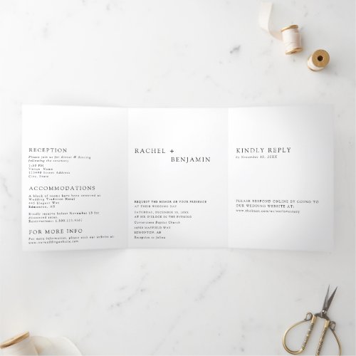 Modern Elegant Timeless Minimalist Online RSVP Tri Tri_Fold Card