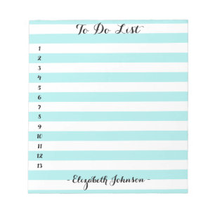 Modern Elegant Trendy Aqua Striped Home To Do List Notepad