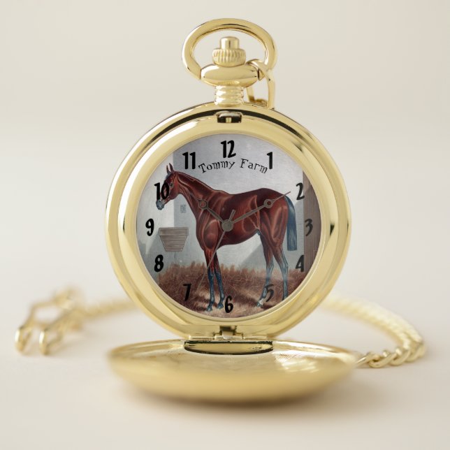 Modern Elegant Trendy Arabian Horse pocket watch (Inside)