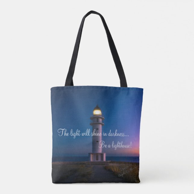 Modern Elegant Trendy Be A Lighthouse! Tote Bag (Back)