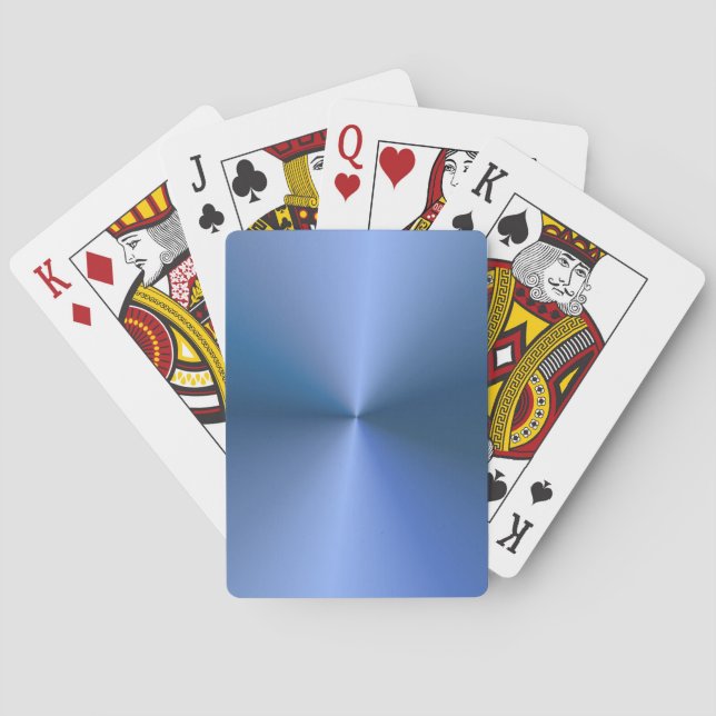 Modern Elegant Trendy Custom Template Glam Blue Poker Cards (Back)