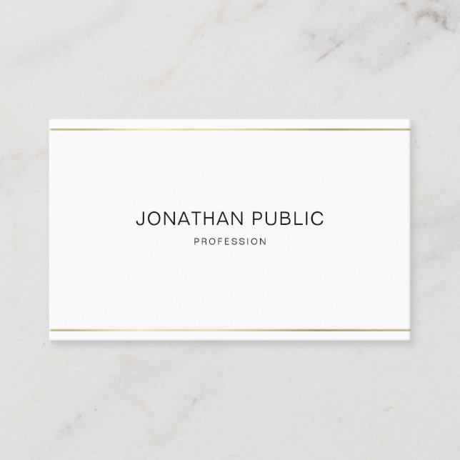 Modern Elegant Trendy Gold Stripes Sleek Plain Business Card (Front)