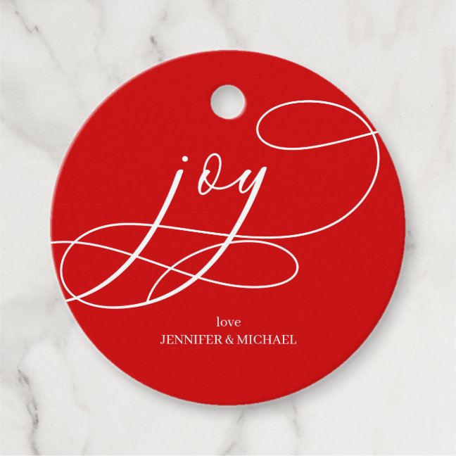 Modern elegant trendy Joy Christmas Favor Tags