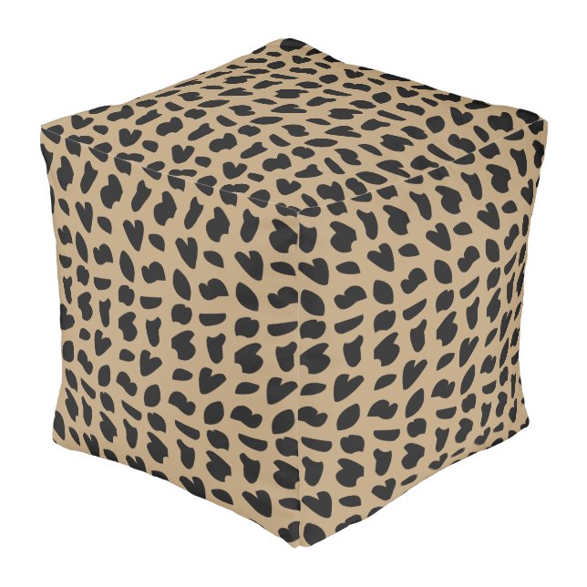 Modern Elegant Trendy Leopard Pattern Leopard Pouf (Angled Front)