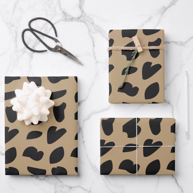 Modern Elegant Trendy Leopard Pattern  Wrapping Paper Sheets (Front)