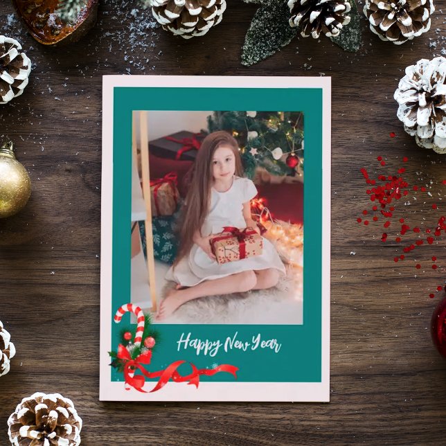 Modern elegant trendy one photo Christmas Card (Creator Uploaded)