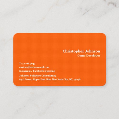 Modern Elegant Trendy Orange Squares Premium Silk Business Card
