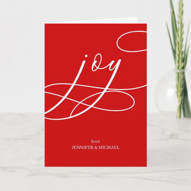 Modern elegant trendy pine tree Joy Christmas Card