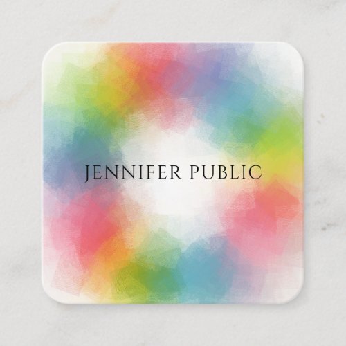 Modern Elegant Trendy Rainbow Colorful Template Square Business Card