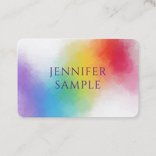 Modern Elegant Trendy Rainbow Colors Template Business Card