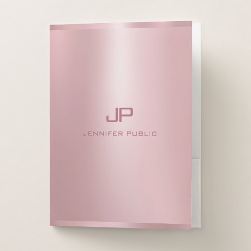 Modern Elegant Trendy Rose Gold Color Template Pocket Folder