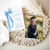 Budget Blue Floral Girl Graduation Party Invites