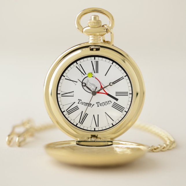 Modern elegant trendy Tennis time cool funky Pocket Watch (Inside)