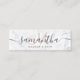 Modern elegant trendy white marble makeup hair mini business card