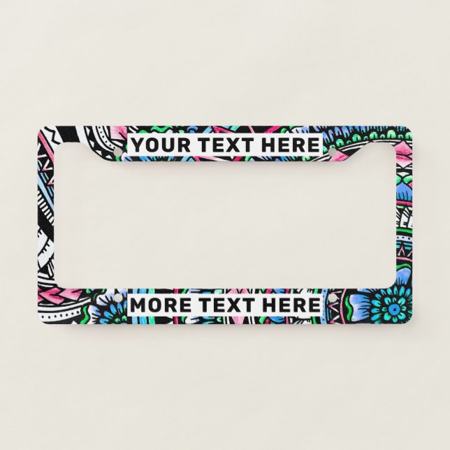 Modern Elegant Tribal Art Simple Bold Slogan Auto License Plate Frame (Front)