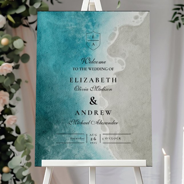 Modern Elegant Tropical Beach Wedding Foam Board (Creator Uploaded)