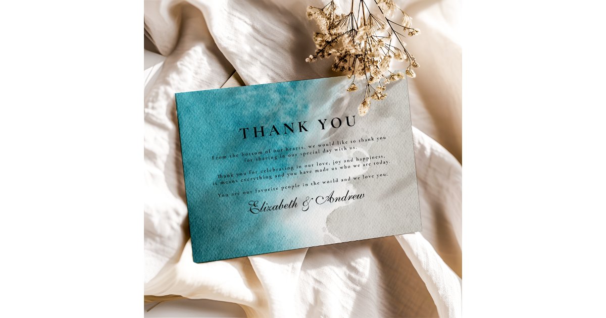 Modern Elegant Tropical Beach Wedding Thank You Card | Zazzle