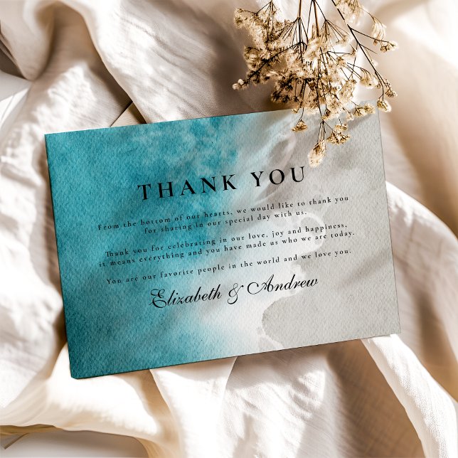 Modern Elegant Tropical Beach Wedding Thank You Card (Creator Uploaded)