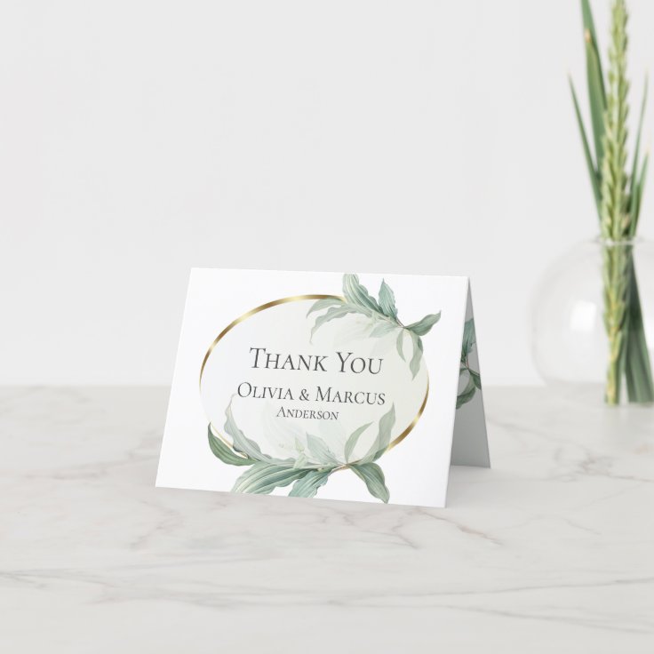 Modern Elegant Tropical Leaves Thank You Card | Zazzle