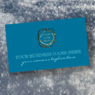 Modern Elegant Turquoise Custom Business Logo Business Card