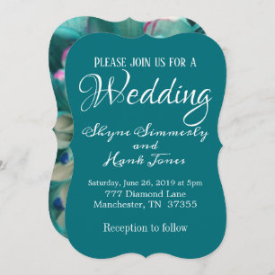Modern Elegant Turquoise Pink Floral Wedding Invitation