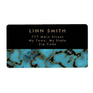 Modern Elegant Turquoise Stone Gold and Black Label