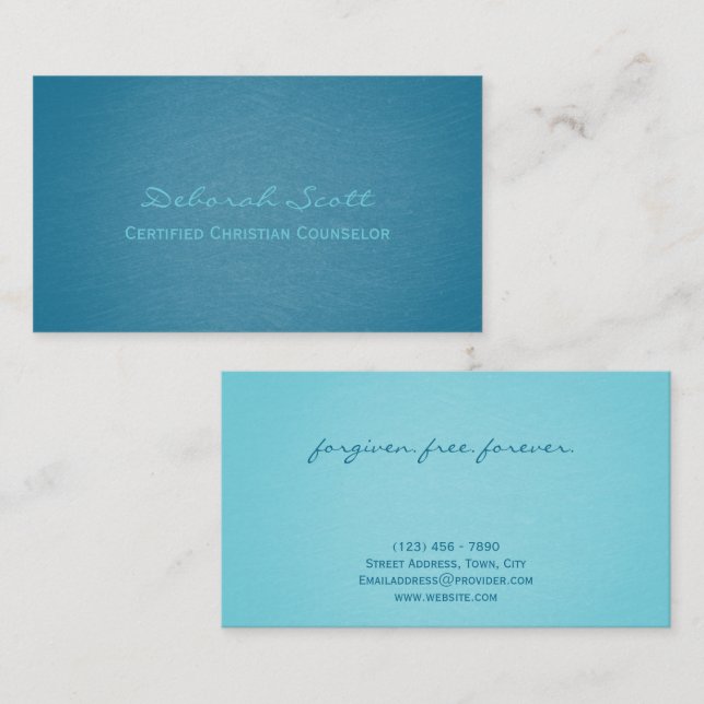 Modern Elegant Turquoise Teal Christian Counselor Business Card (Front/Back)