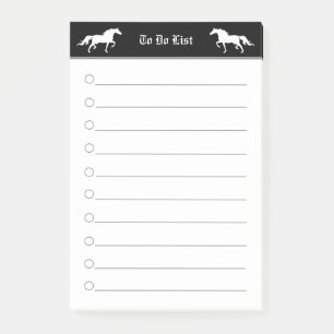 Modern elegant two horses in black & white post-it notes