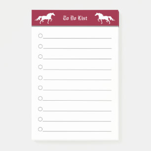 Modern elegant two horses in burgundy & white post-it notes